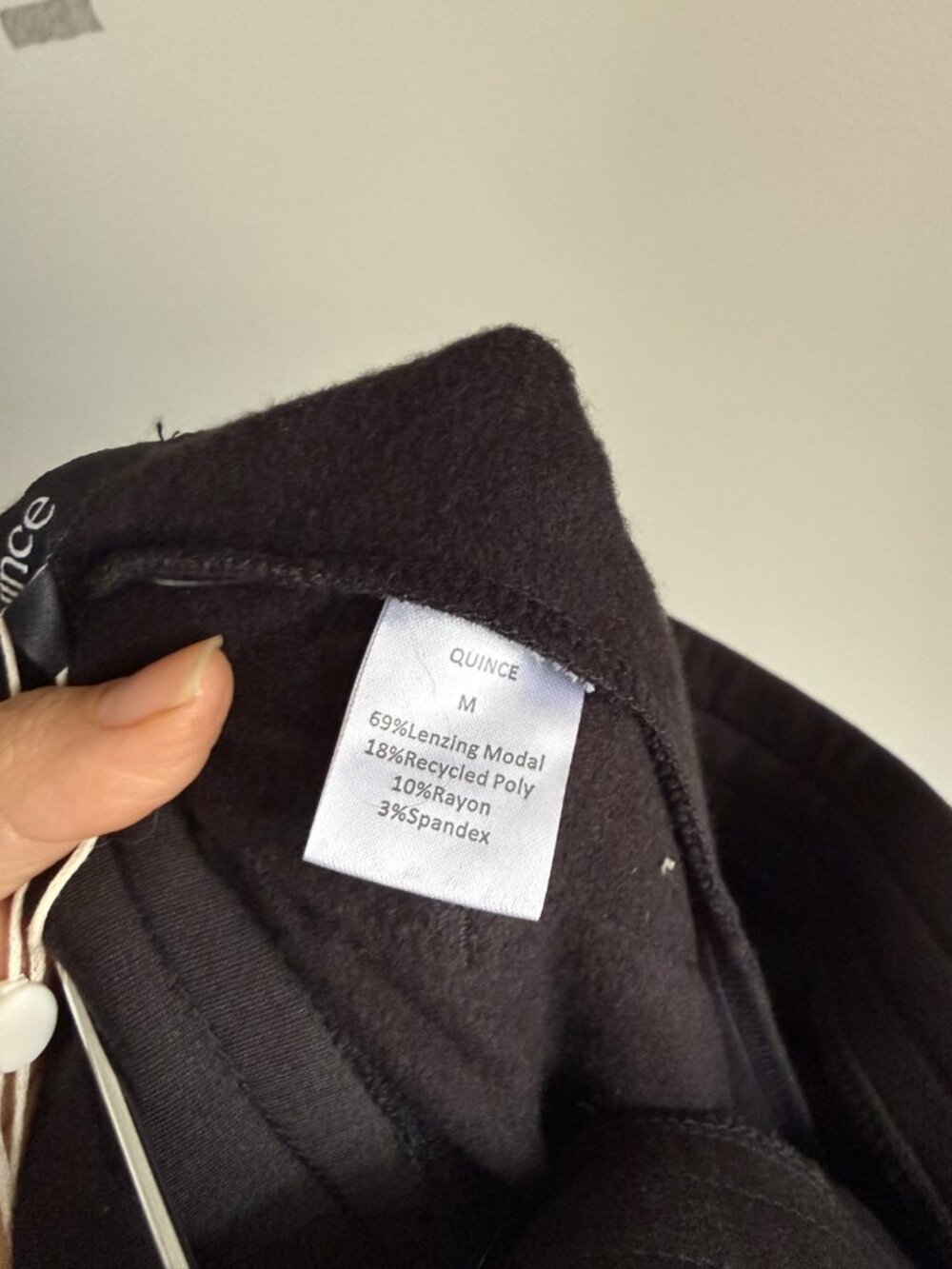Quince Supersoft Fleece Cropped Wide Leg Pants Black Loungewear Relaxed NWT M - Picture 9 of 9